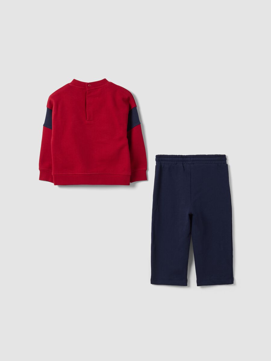 Completo rosso e blu in puro cotone con stampa Mickey_1