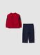 Completo rosso e blu in puro cotone con stampa Mickey_1