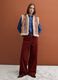 Brown regular-fit gilet with embroidery and contrast shearling-effect trims_1
