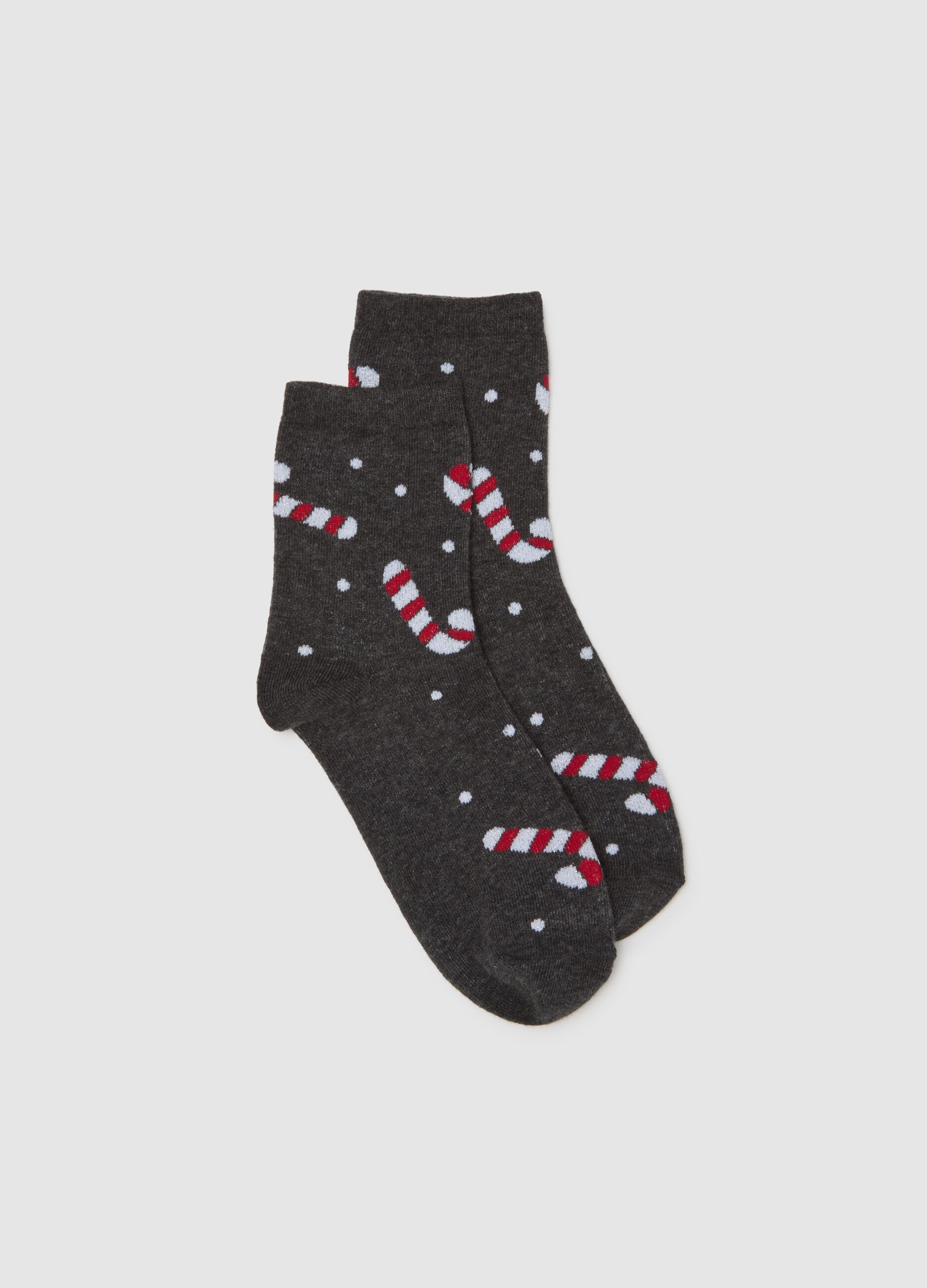 Stretch black cotton-blend Christmas socks