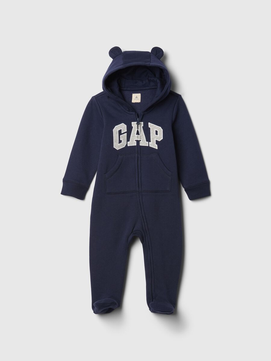 GAP logo hooded cotton-blend sleepsuit_0