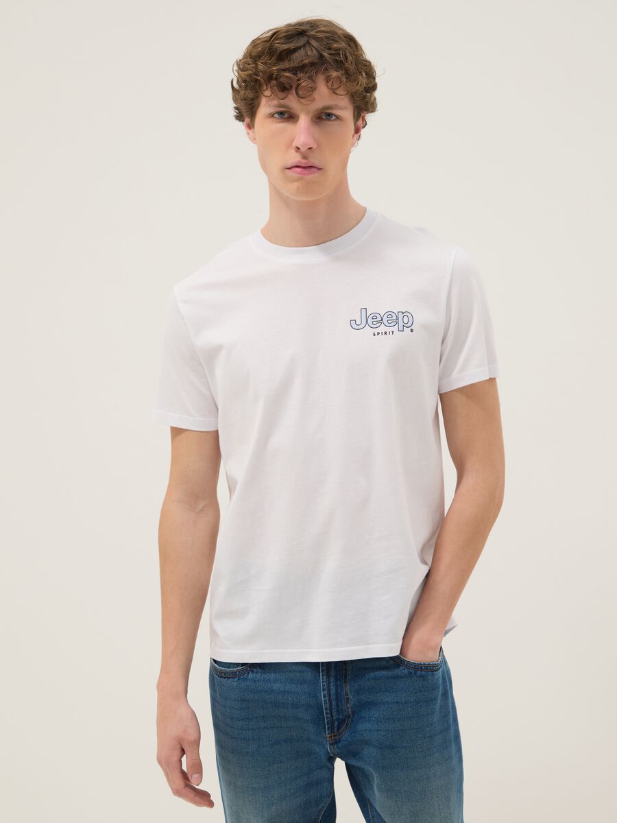 Wei&szlig;es T-Shirt aus reiner Baumwolle mit Jeep-Logo, Regular Fit_0