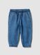 Blaue Denim-Hose aus Baumwoll-Viskose-Mix mit elastischem Bund_0