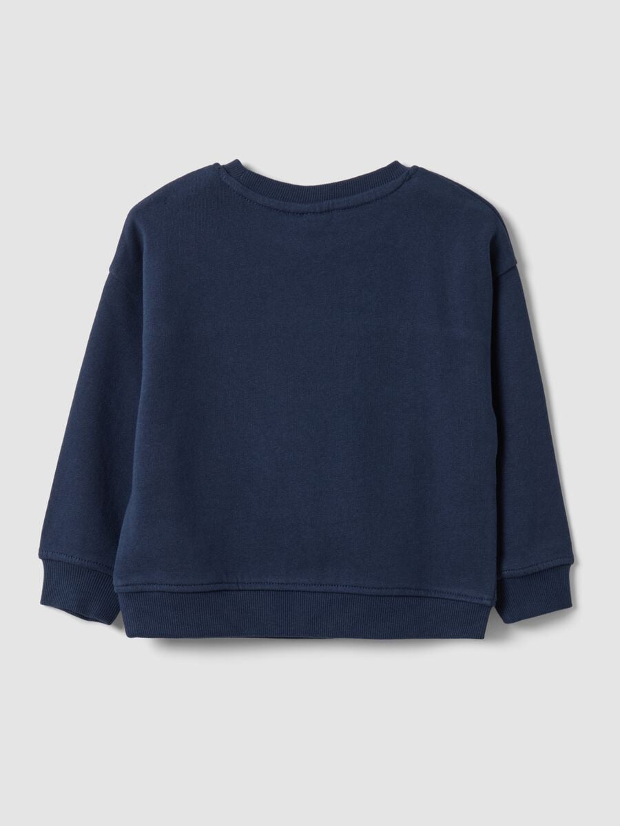 Blue oversized organic cotton crew-neck sweatshirt for baby boy_1