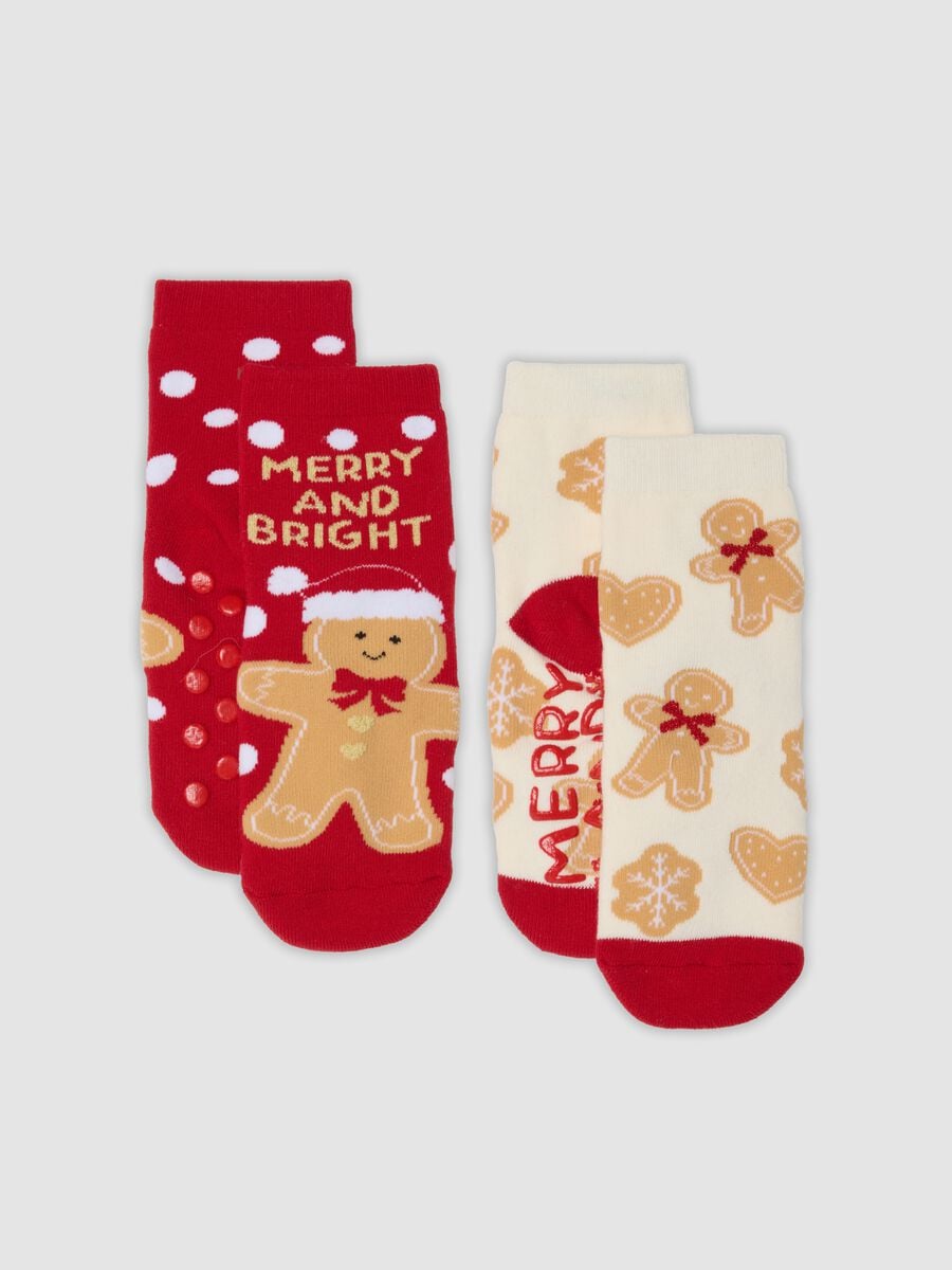 2-pack multicolour Christmas-themed short socks in stretch organic cotton_0