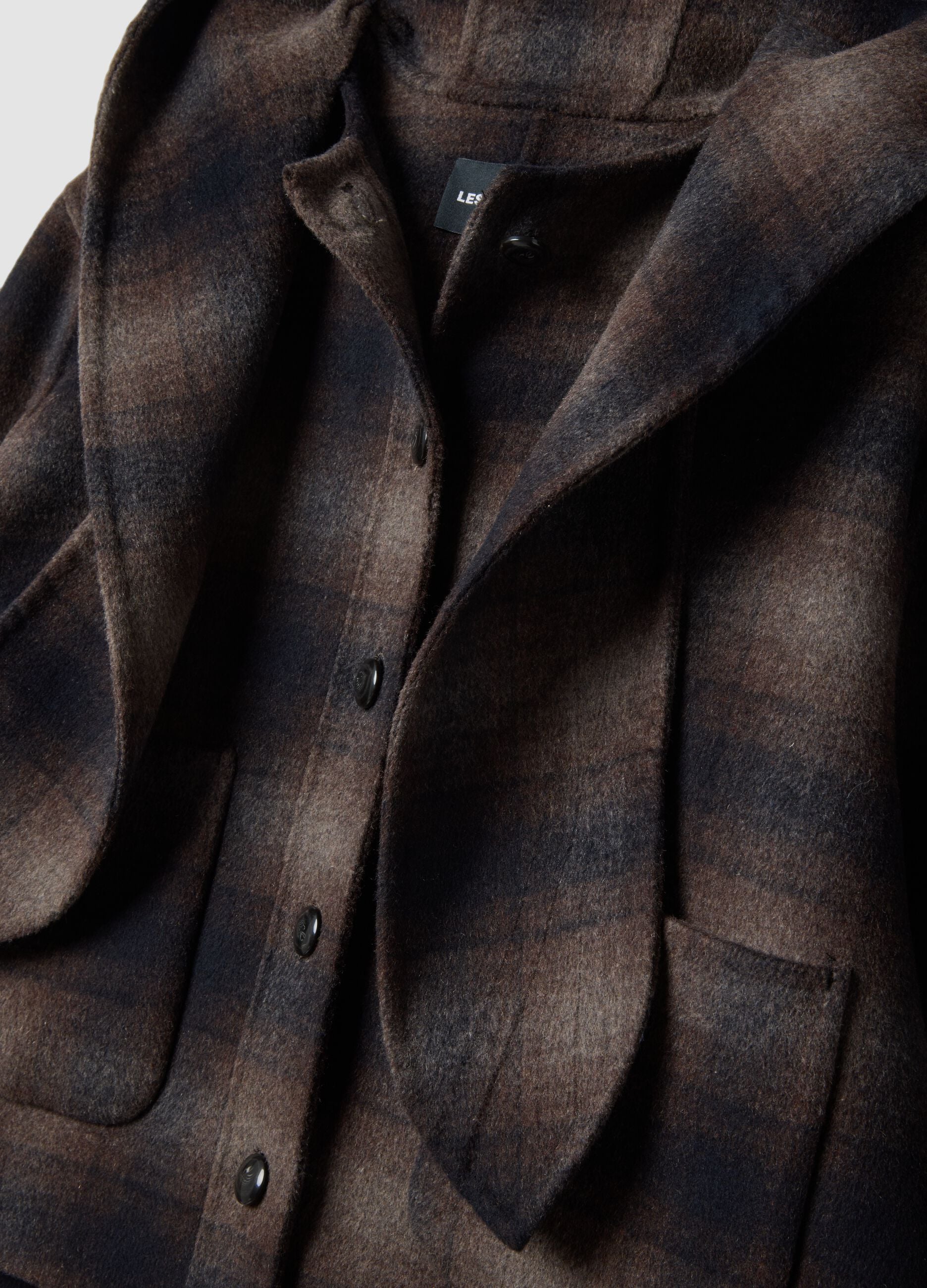 Brown wool and viscose blend hooded coat, regular fit