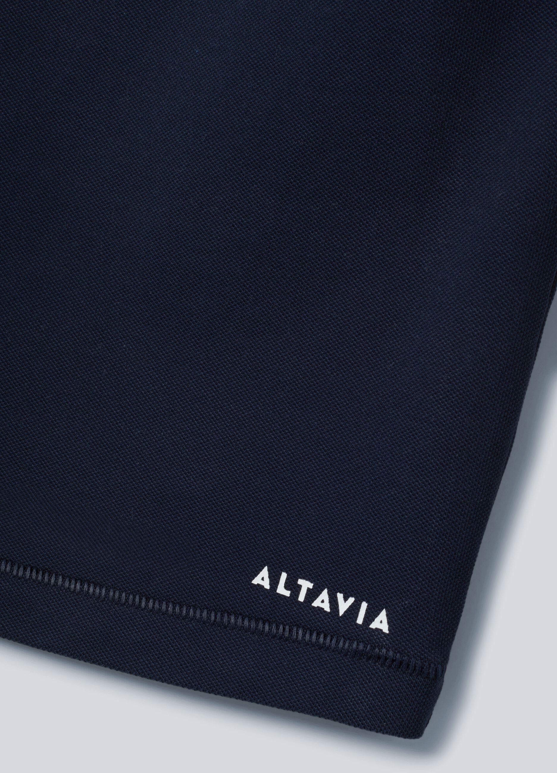 Blaue &auml;rmellose ALTAVIA COURT Poloshirt aus Stretch-Baumwolle mit klassischem Kragen