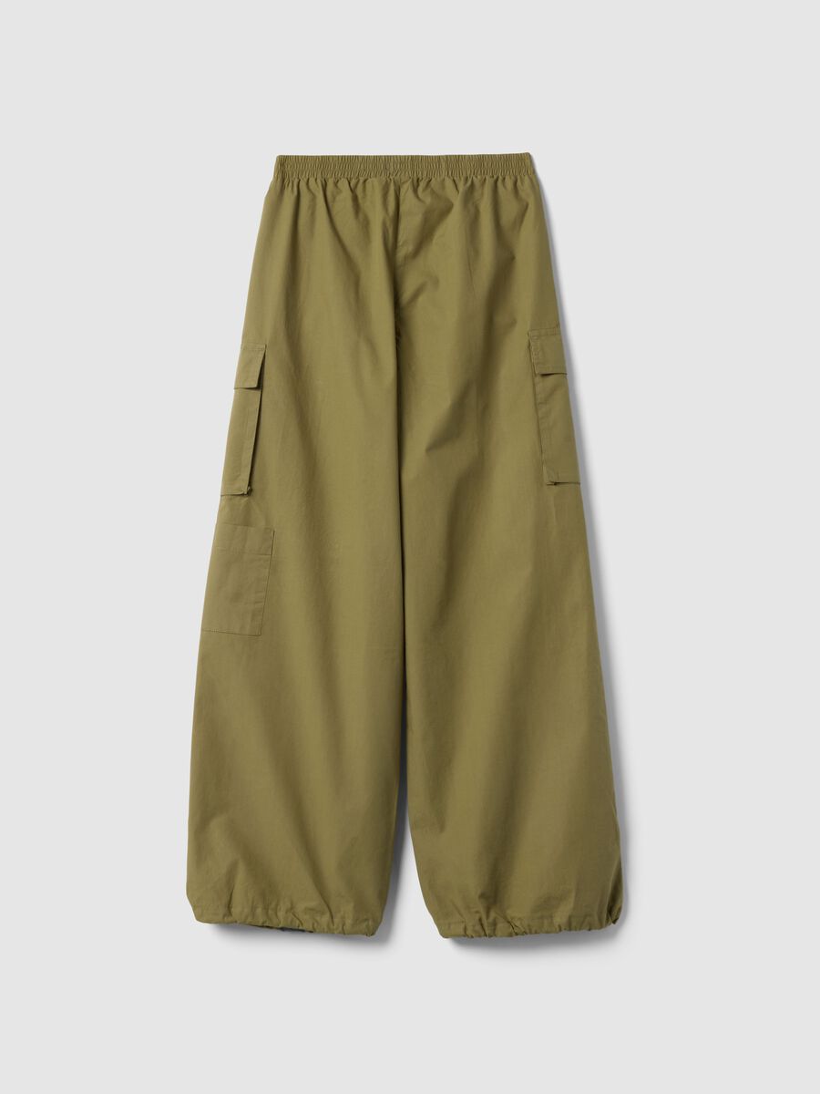 Girls' pure cotton green cargo trousers with parachute fit_1