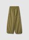 Girls' pure cotton green cargo trousers with parachute fit_1