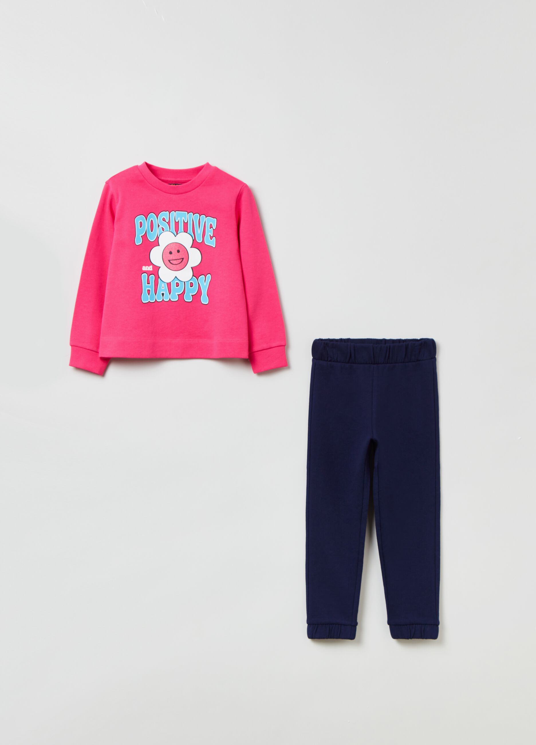 Jogging set with flower print and lettering