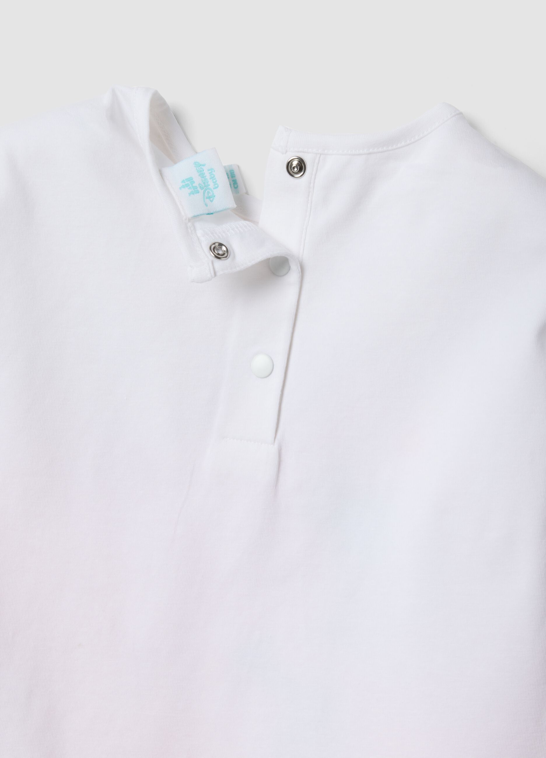 White and pink stretch cotton set with T-shirt and shorts