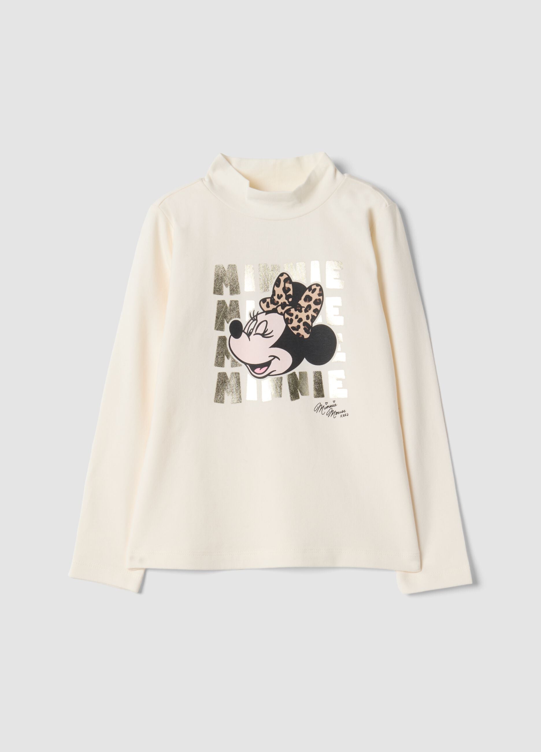 Camisola branca em algod&atilde;o el&aacute;stico com estampado da Minnie