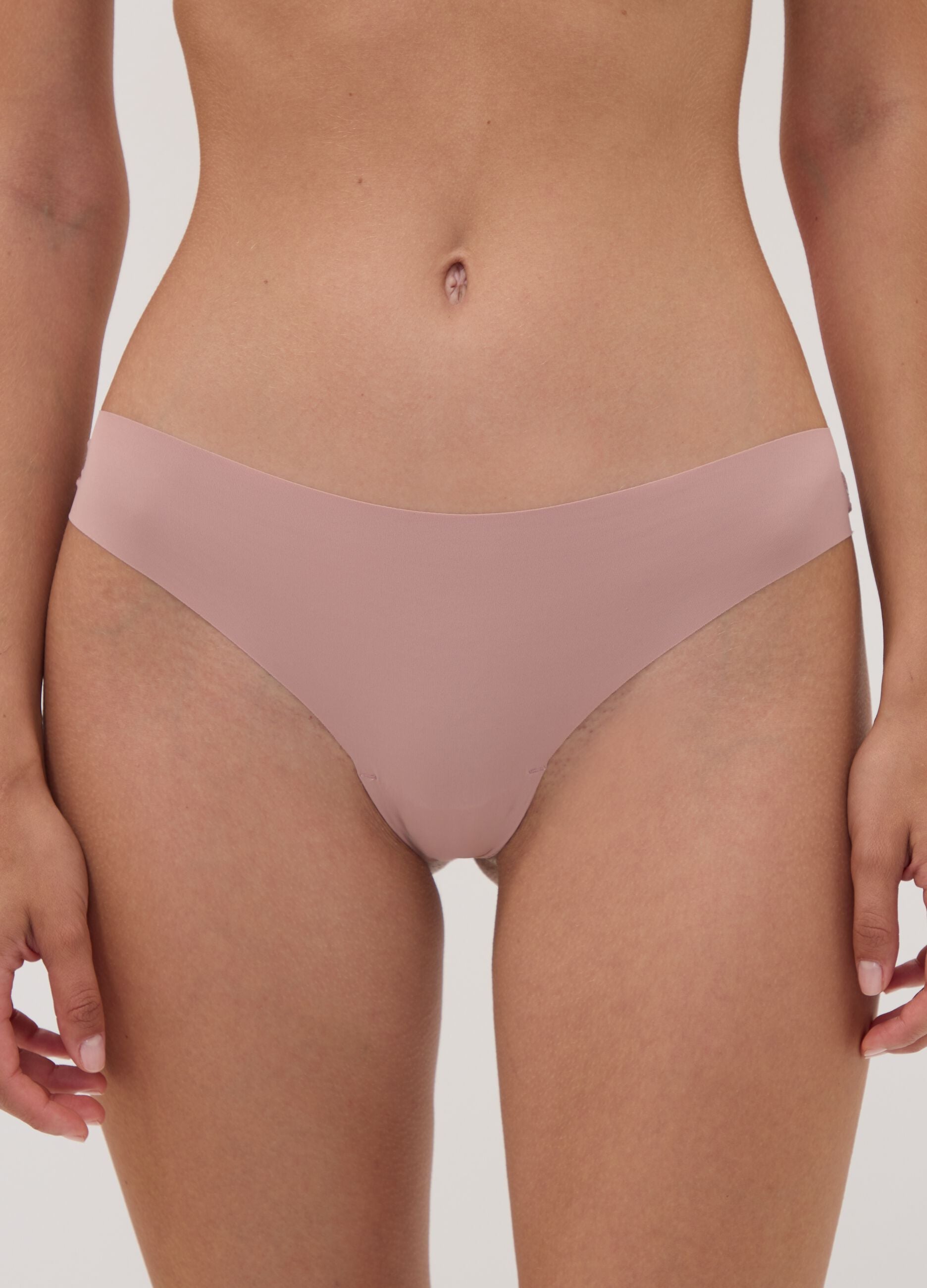 Pink Brazilian knickers in stretchy microfibre with lace
