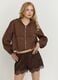 Braune Stretch-Shorts mit Spitzensaum_0