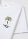 White pure cotton regular fit t-shirt with palm embroidery_5