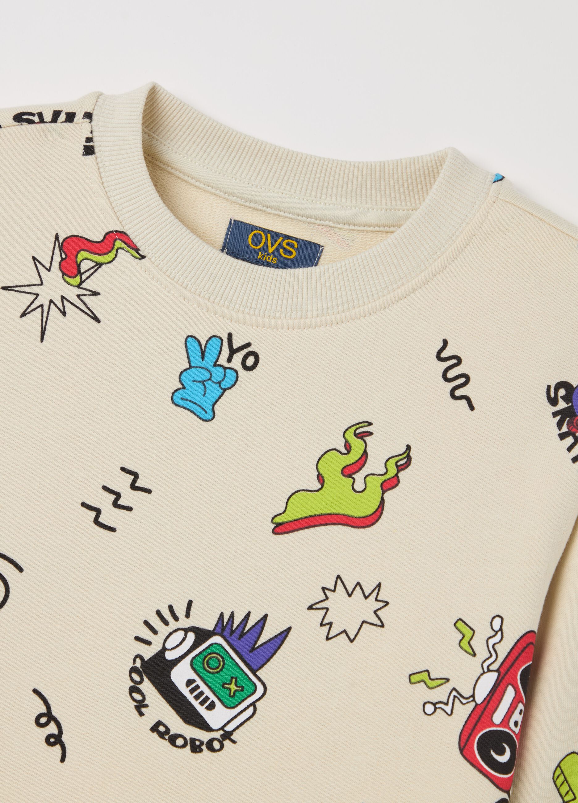 French terry sweatshirt with graffiti-style print