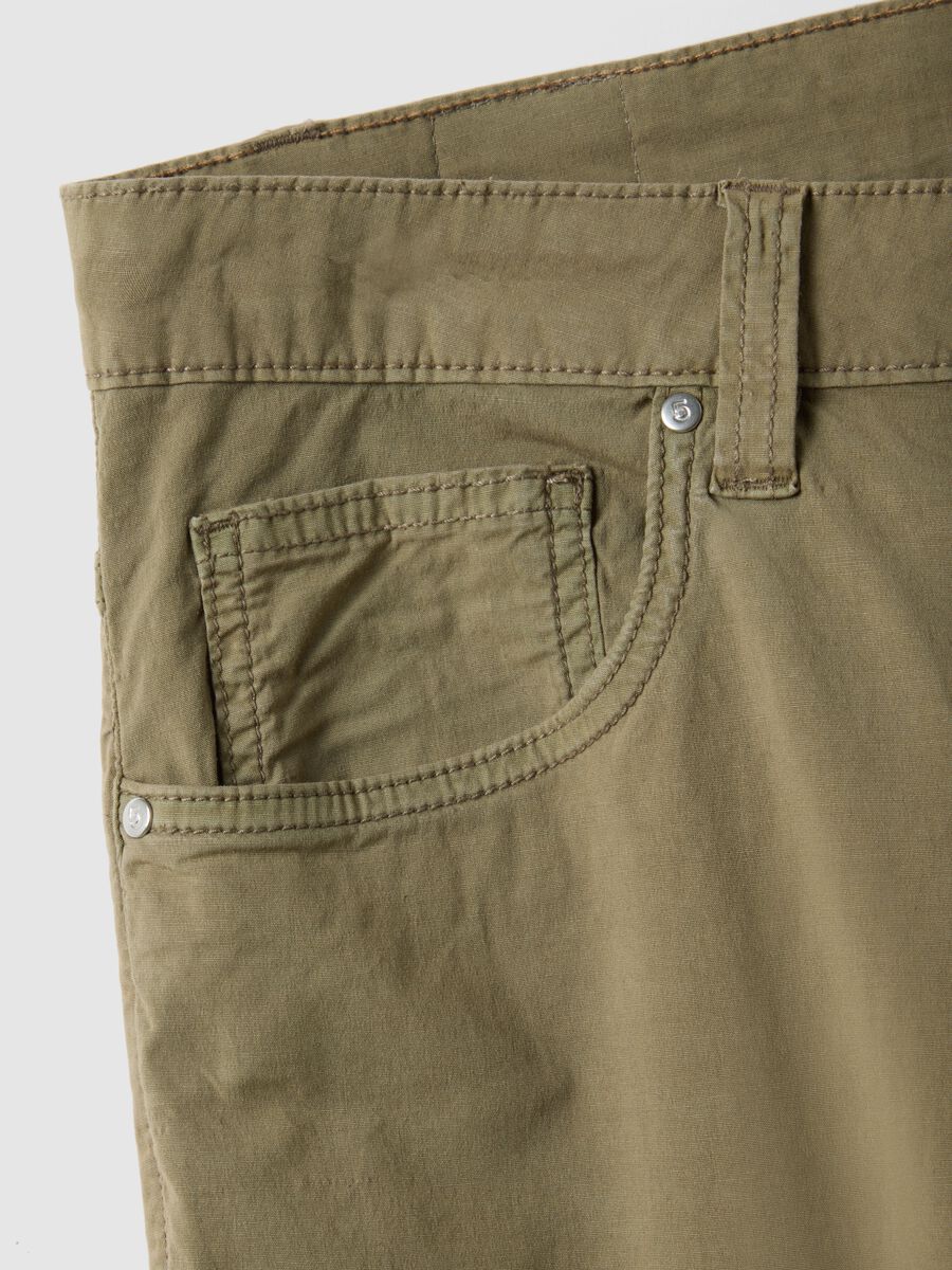 Slim fit green stretch cotton trousers_1