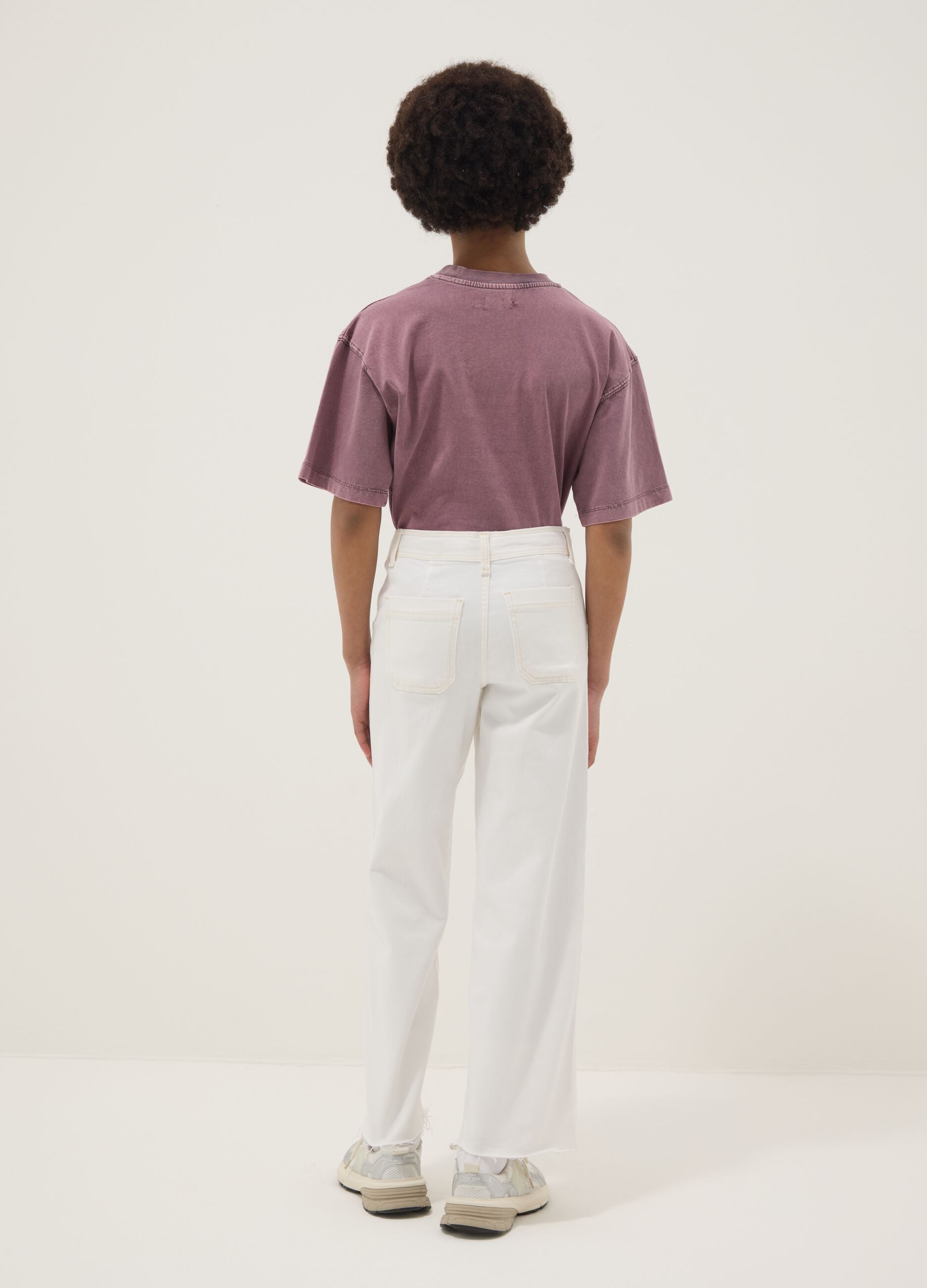 White Stretch Cotton Culotte Trousers for Girls
