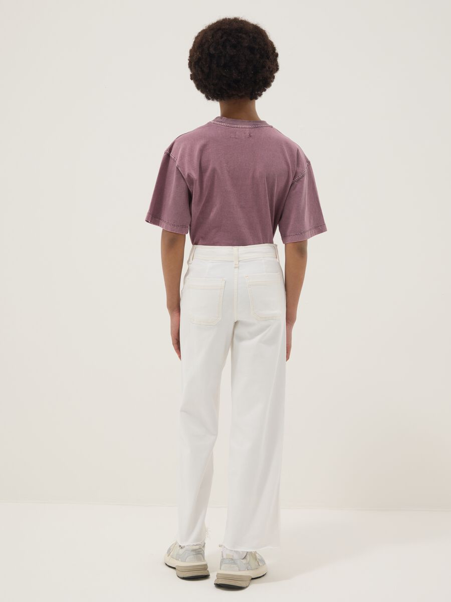 White Stretch Cotton Culotte Trousers for Girls_1
