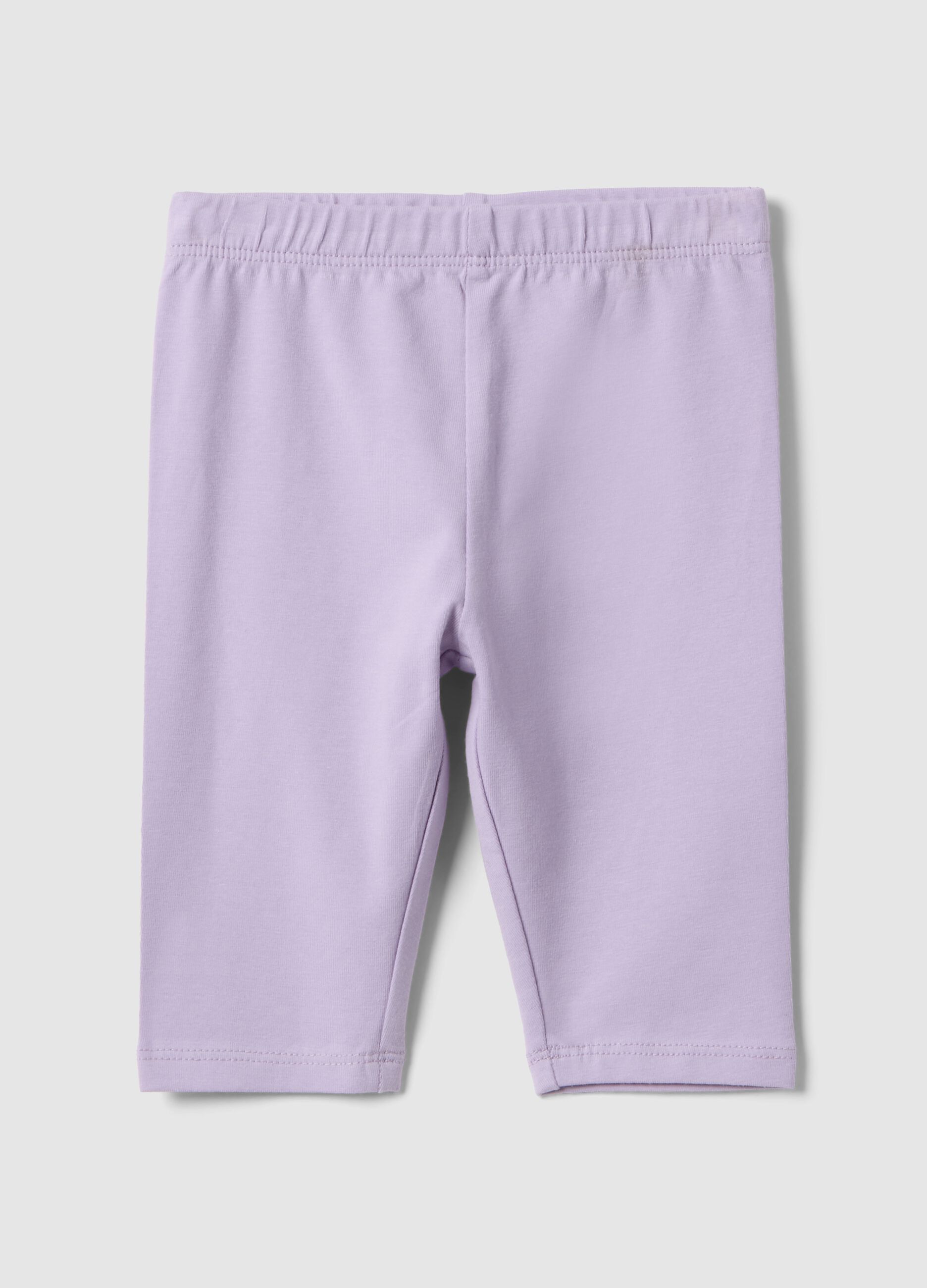 Girls' purple stretch cotton leggings with skinny fit