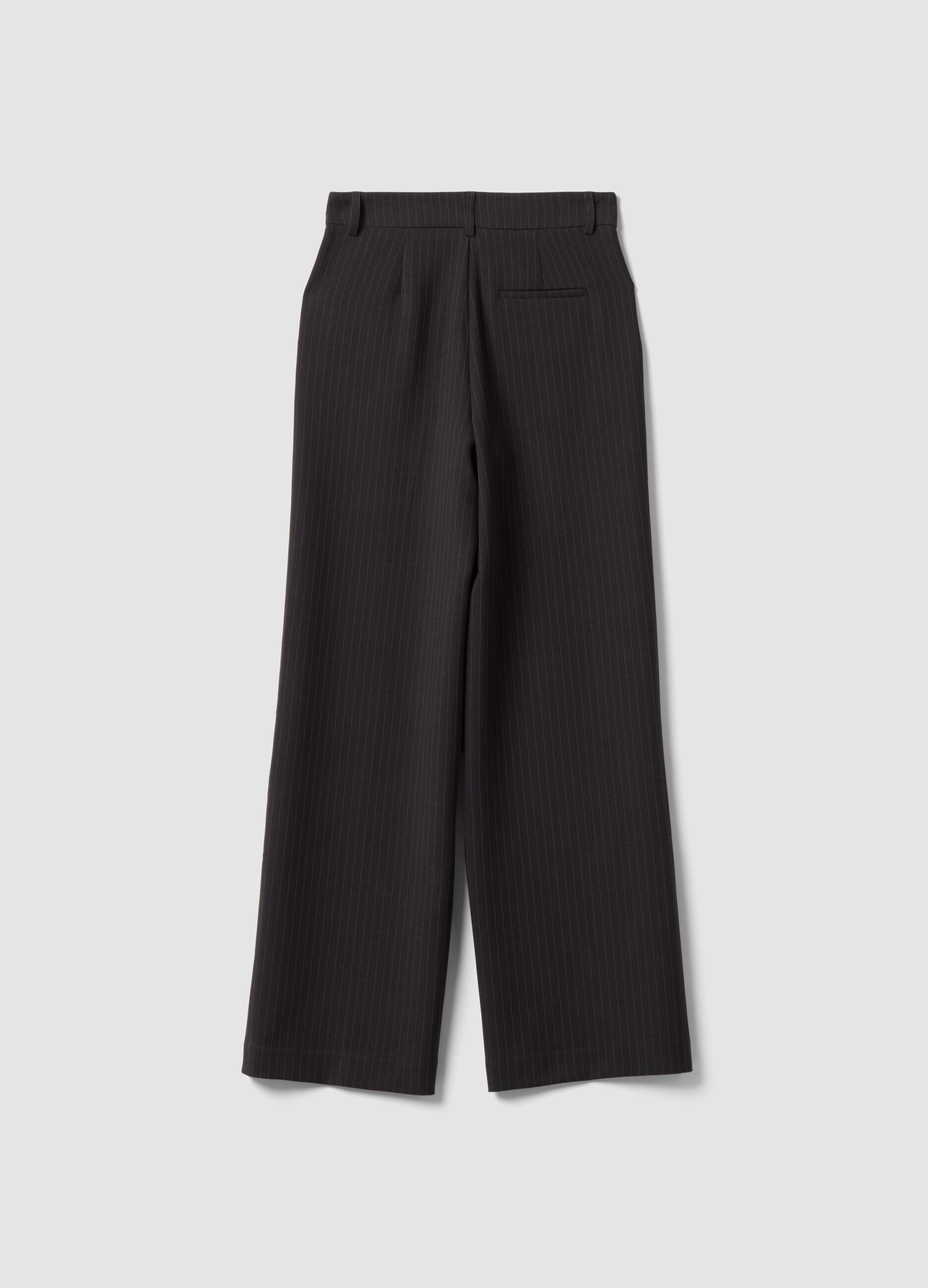 Grey pinstripe stretch viscose straight-leg trousers