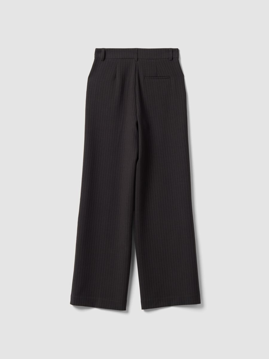 Grey pinstripe stretch viscose straight-leg trousers_5