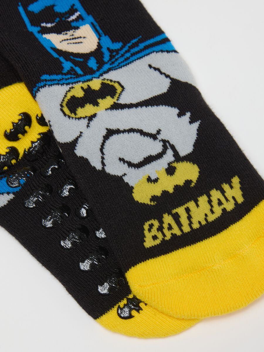 Multicolor Cotton Blend Kids' Non-Slip Socks with Batman Print_0
