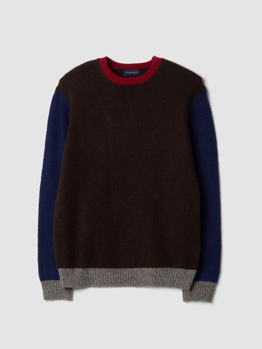 Men&rsquo;s brown crew-neck jumper in stretch wool and alpaca, regular fit_4