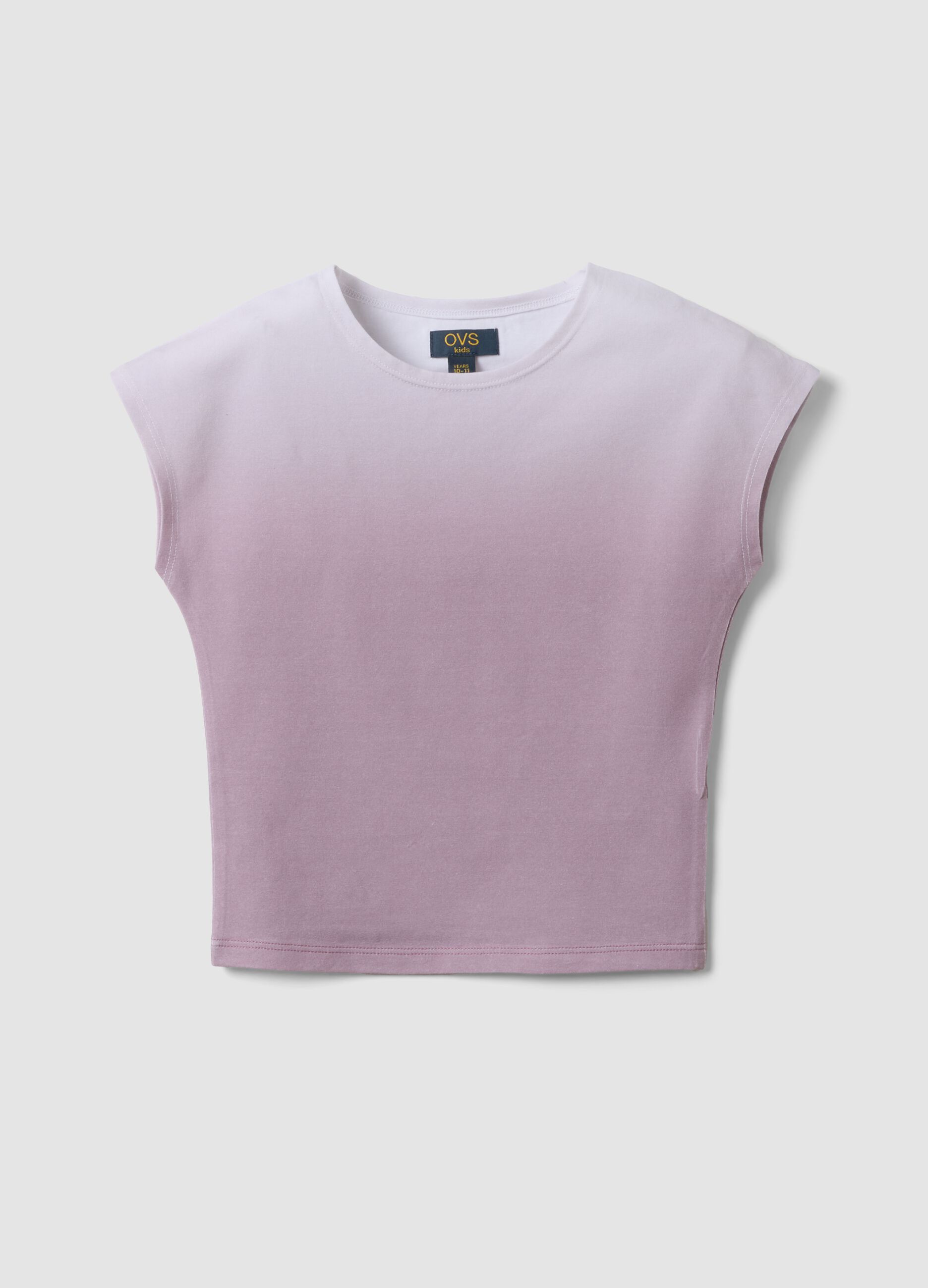 Girls&rsquo; pink ombr&eacute; stretch-cotton short-sleeve slim-fit T-shirt