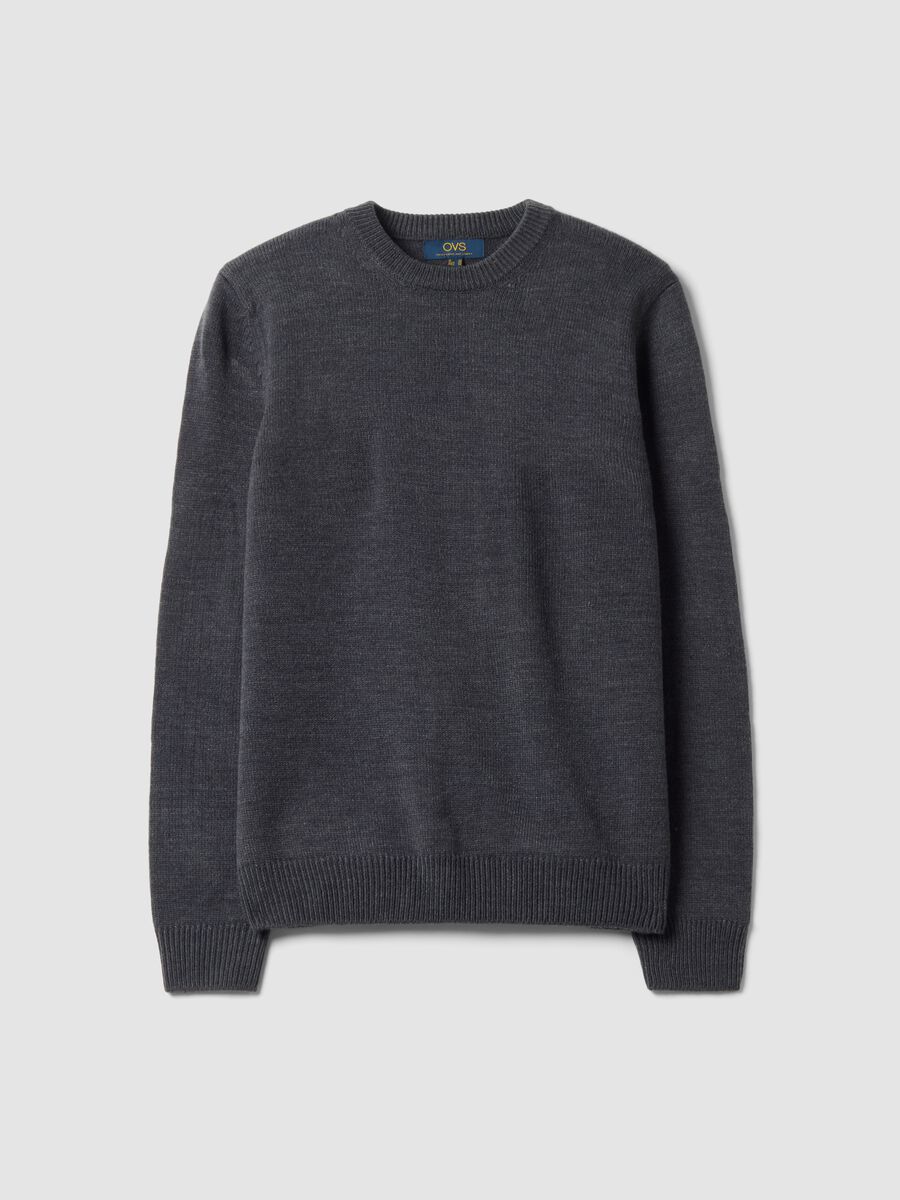 Grey crew-neck knit jersey jumper, regular fit_0