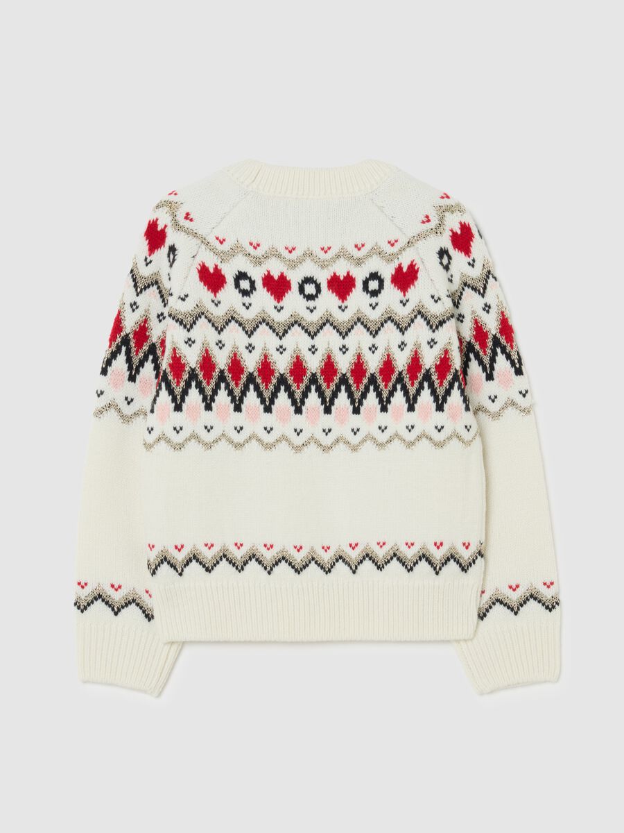Girls' colourful regular fit sweater with jacquard pattern_1