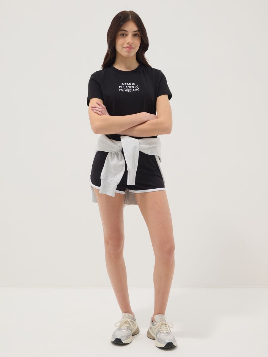 Shorts negros de algod&oacute;n puro para ni&ntilde;a, ajuste slim_0