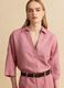 Pink linen-viscose blend shirt with oversized fit_1