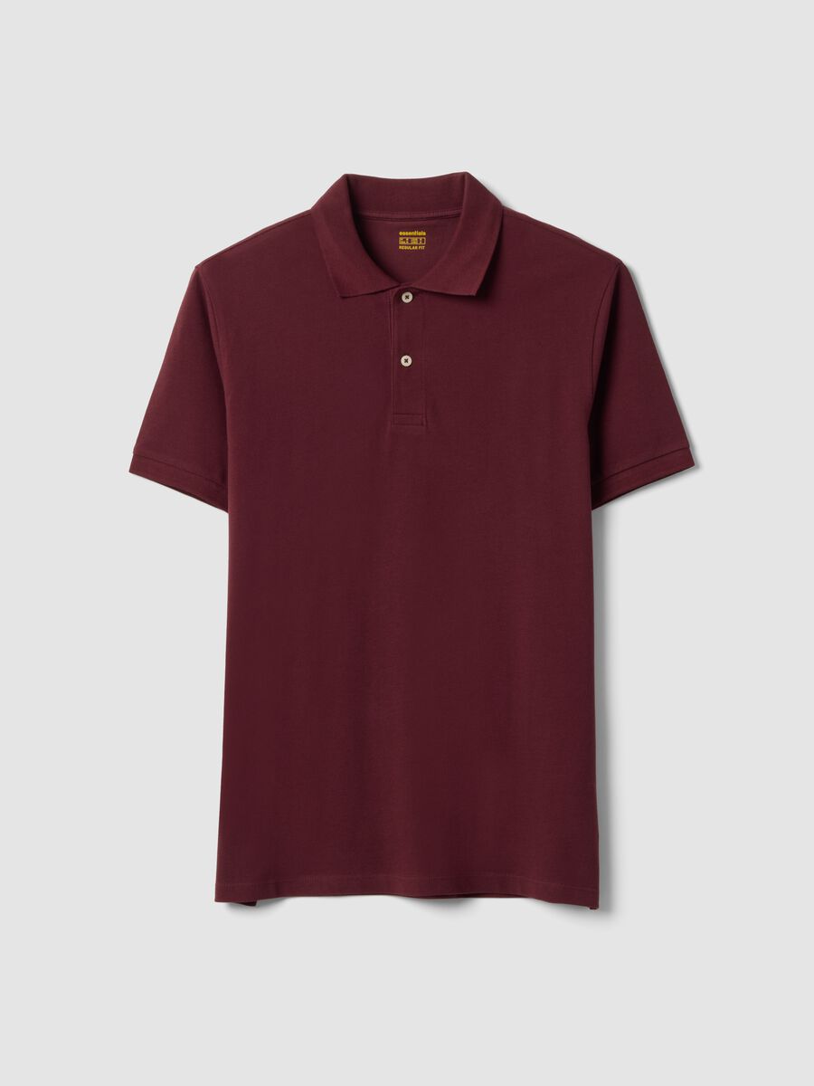 Red pure cotton piqu&eacute; polo shirt with classic collar, regular fit_4