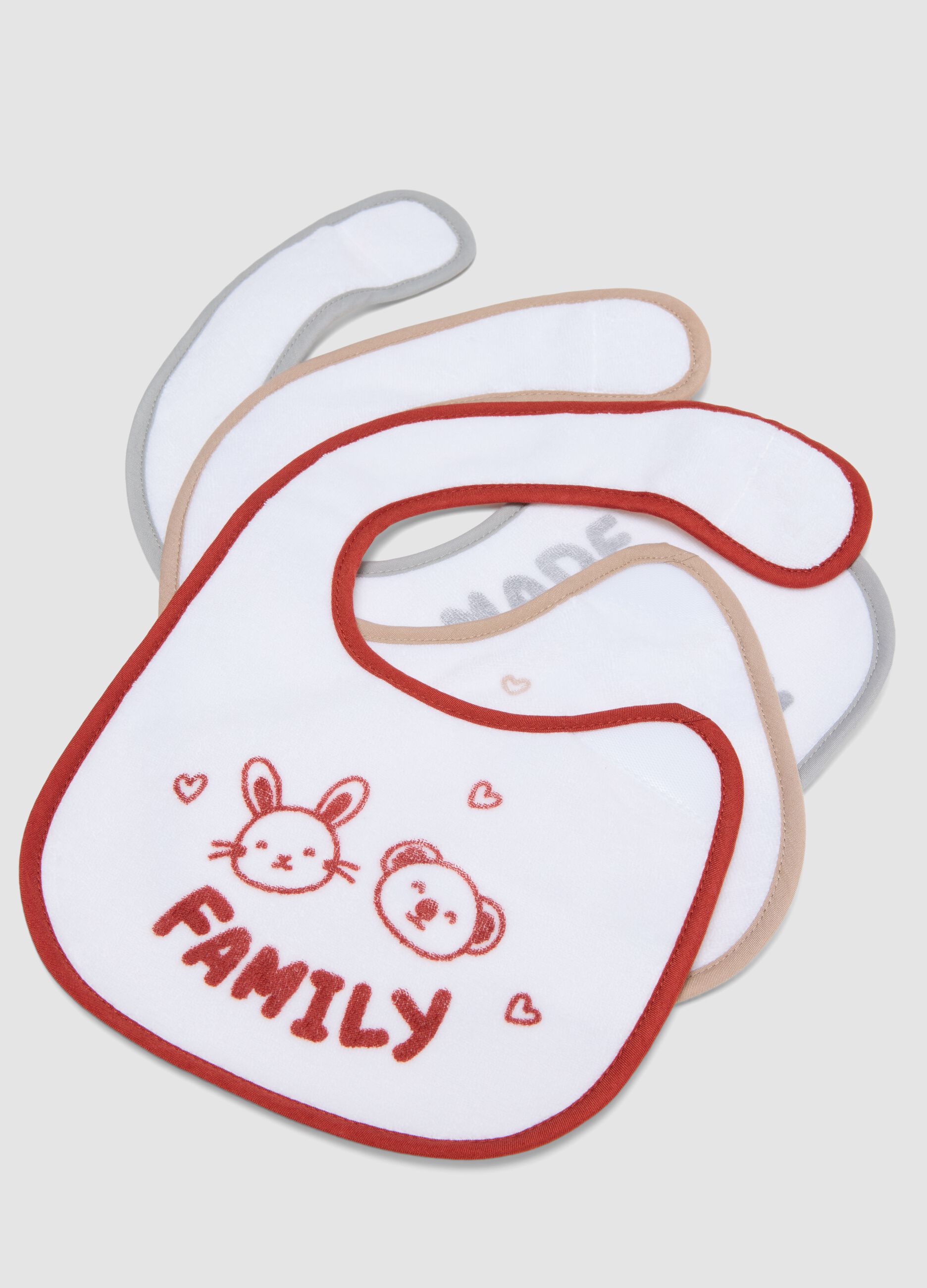 Pack of four multicolour organic cotton-blend baby bibs