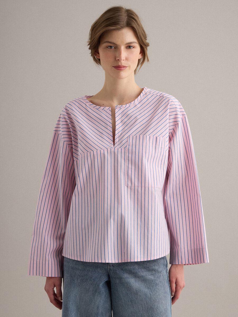 Regular-fit multicolour striped pure cotton shirt with chest pocket_1
