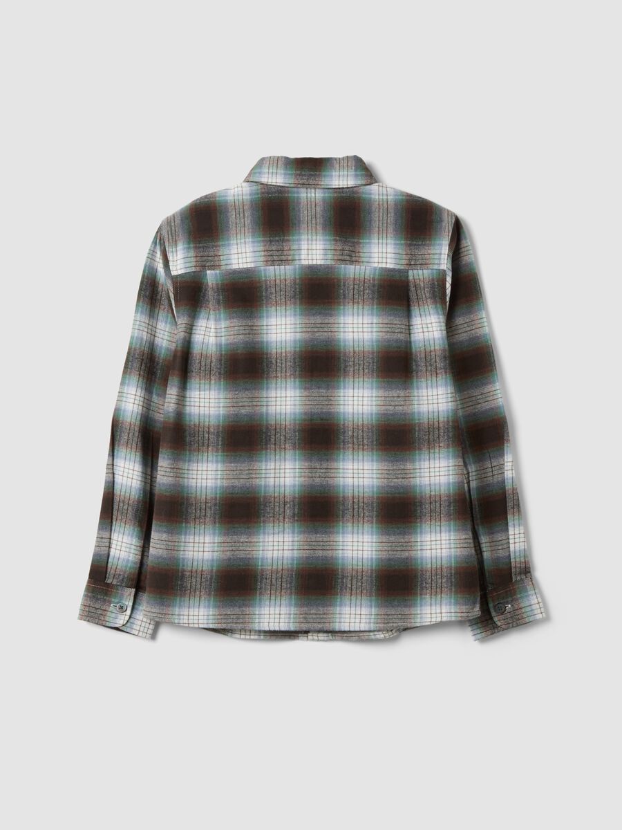 Brown checked pure cotton shirt_5