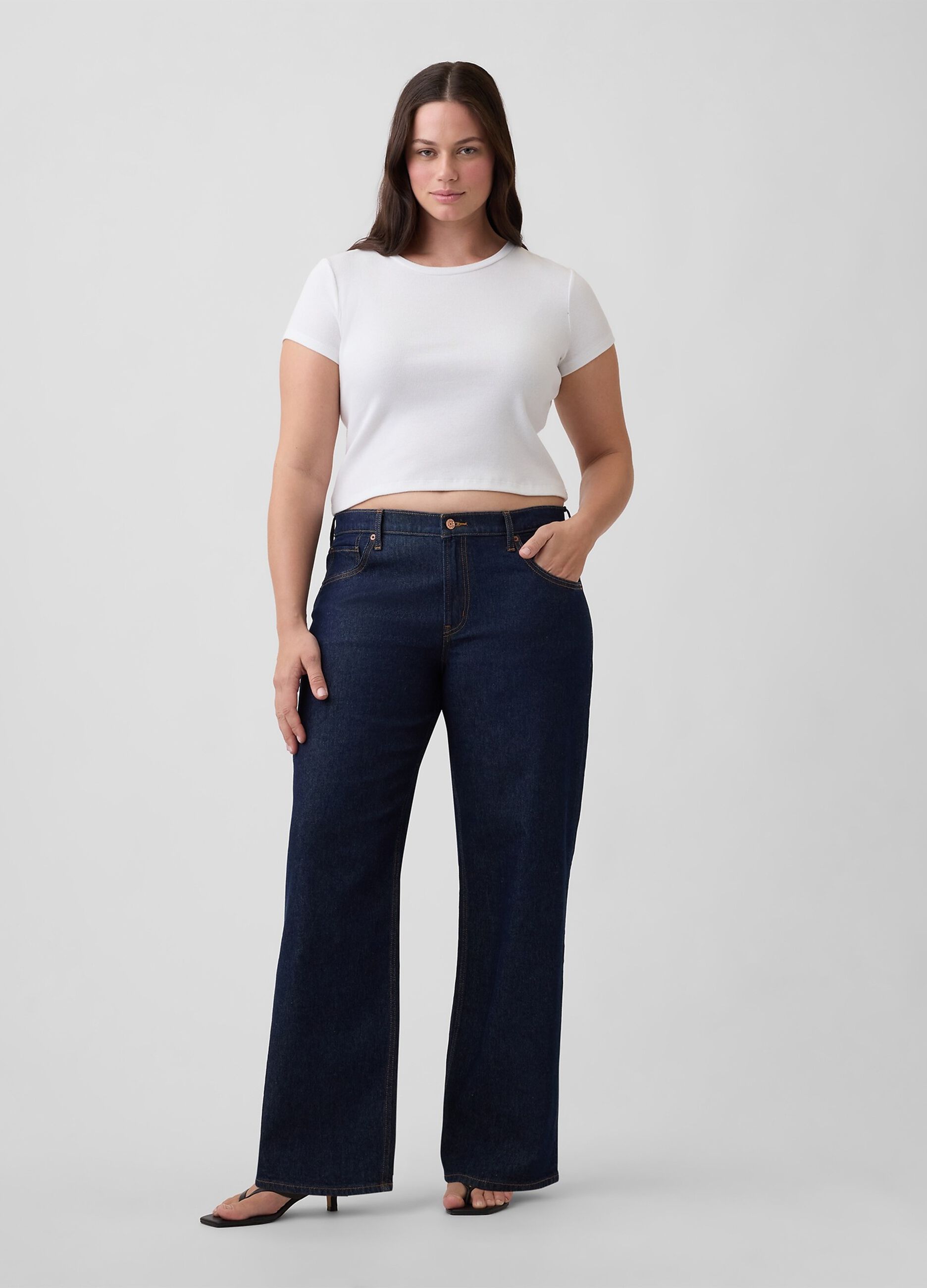 Vaqueros de denim de algod&oacute;n el&aacute;stico de cinco bolsillos