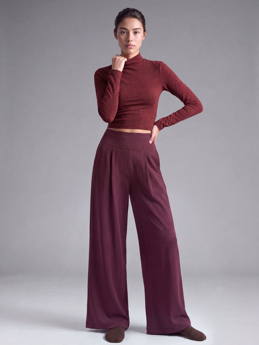 Pantaloni sportivi viola in tessuto elasticizzato wide leg ALTAVIA STUDIO_0