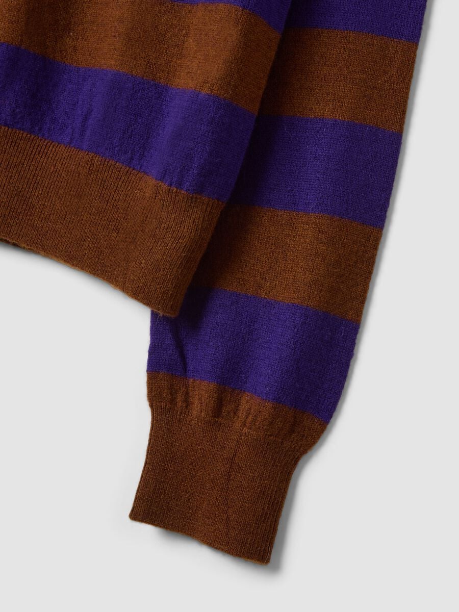 Purple pure wool striped crew-neck jumper_5