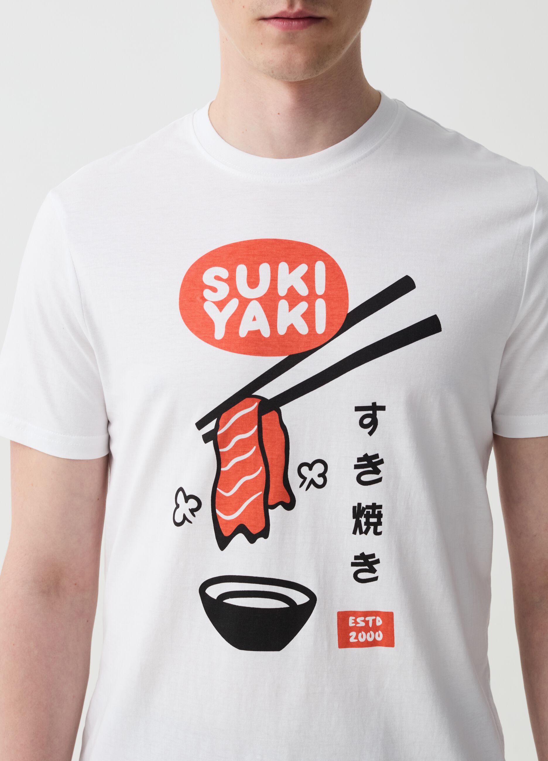 T-shirt in cotone con stampa sushi
