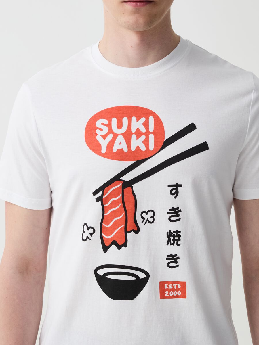 T-shirt in cotone con stampa sushi_1
