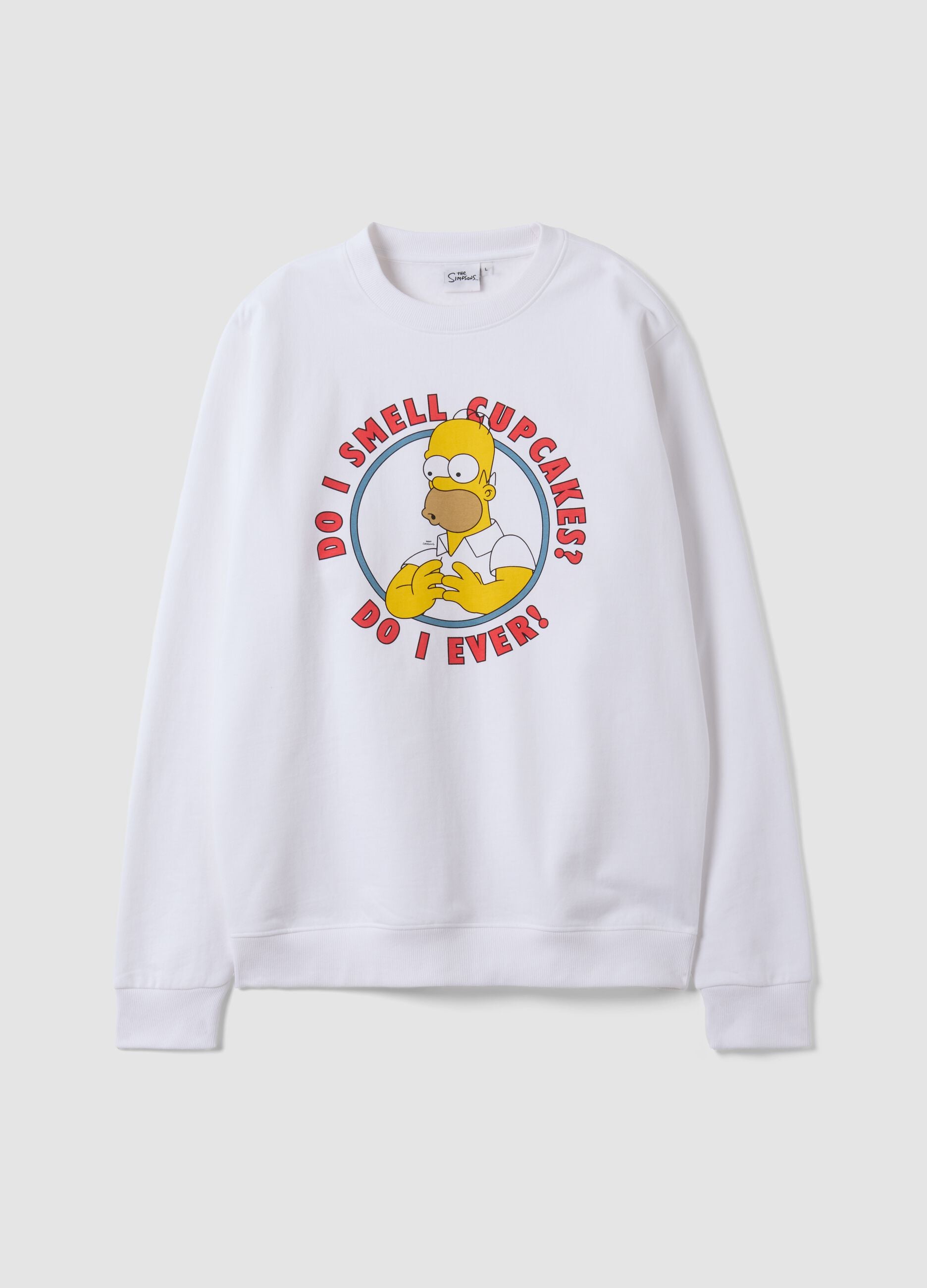 White 100% cotton sweatshirt with Simpsons print