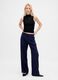 Wide-leg blue trousers in stretchy fabric_0