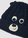 Blue jacquard knit hat and mittens set_1