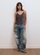 Braunes, figurbetontes Tanktop aus Stretchstoff mit Pailletten_1