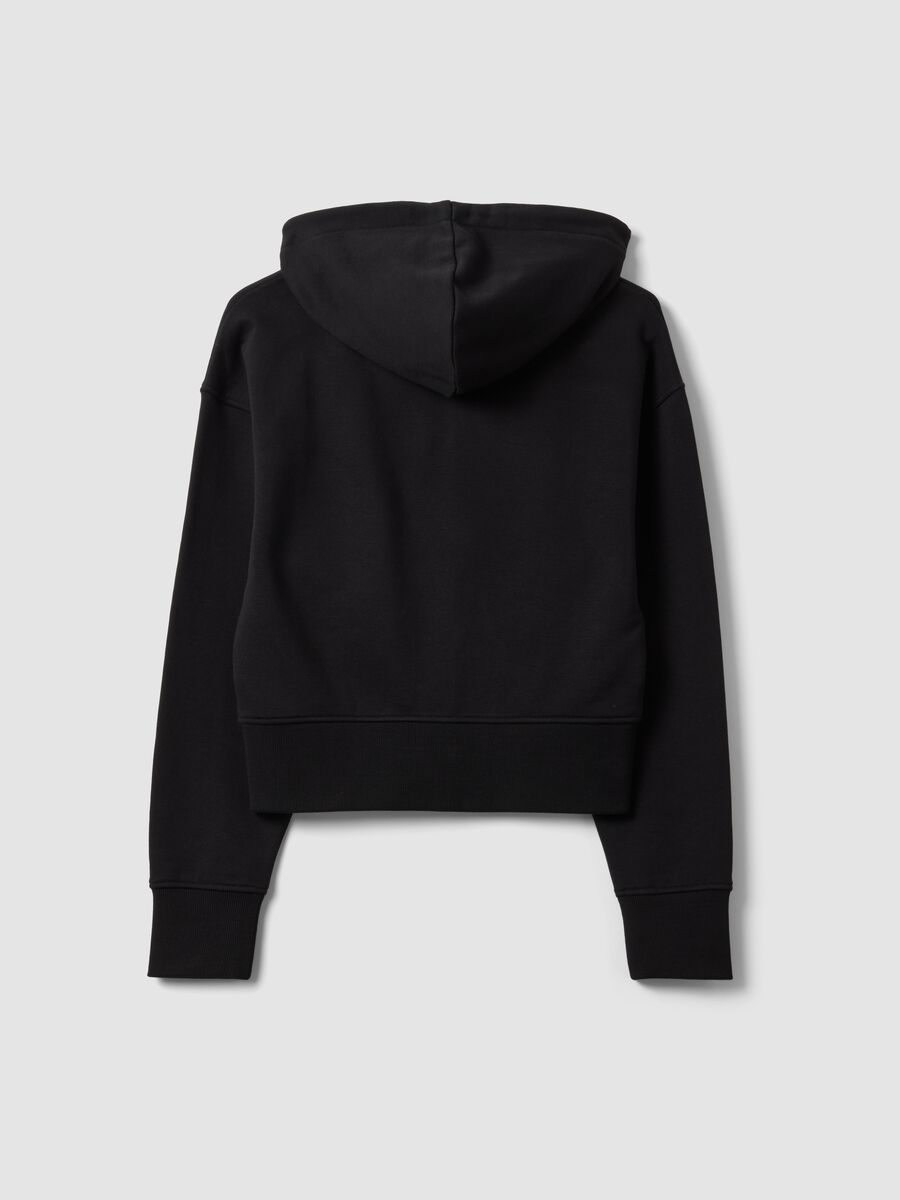 Black cotton-blend full-zip fitted hoodie_2