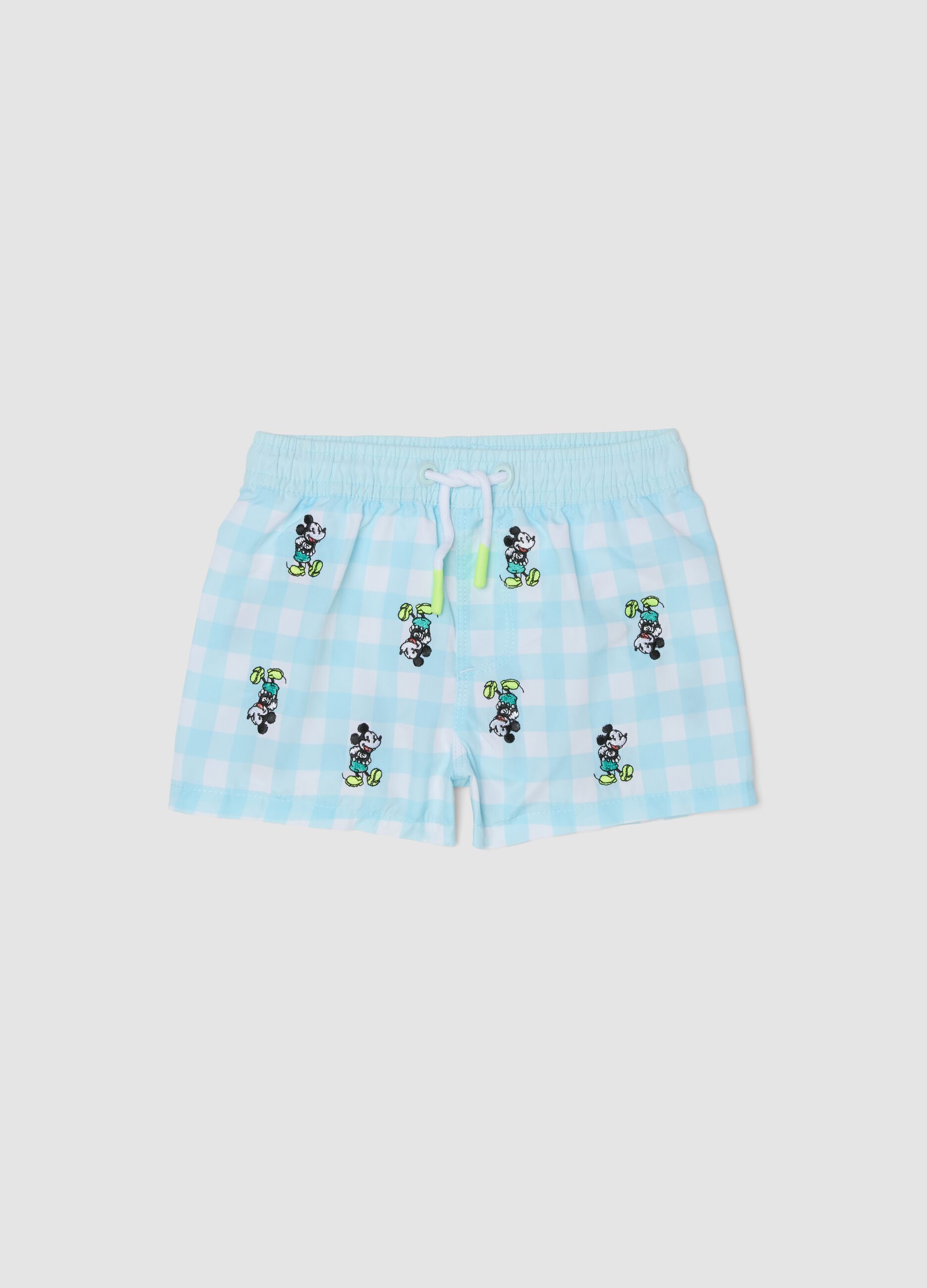 Blue printed swim shorts for boys