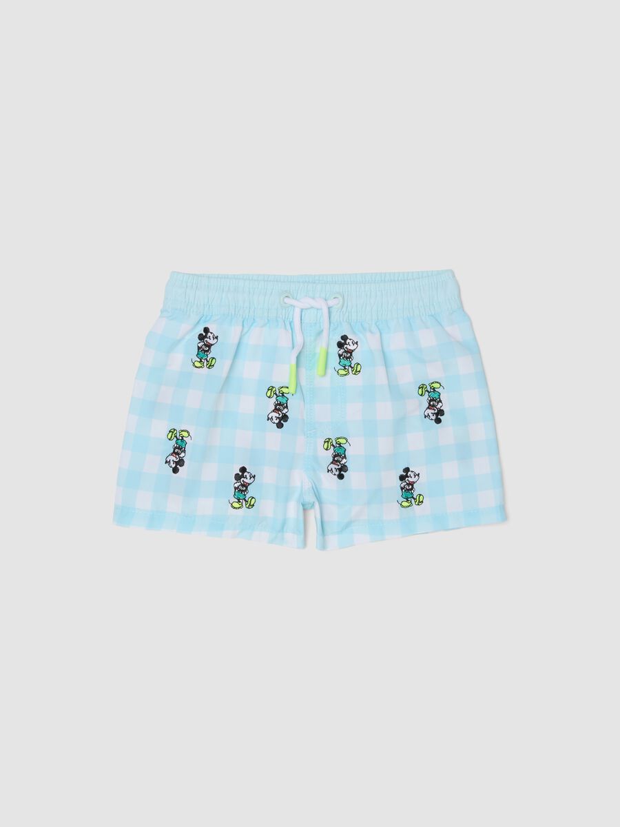 Blue printed swim shorts for boys_0