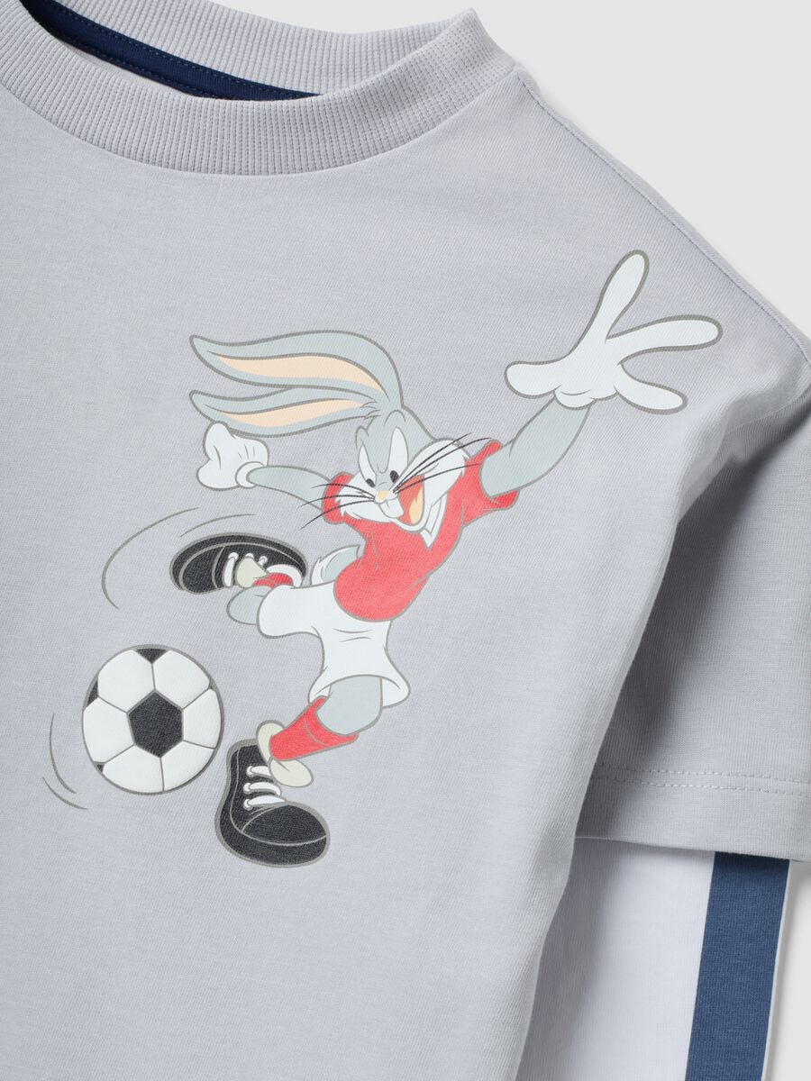 Grey pure cotton long-sleeve Looney Tunes print T-shirt for boys_2